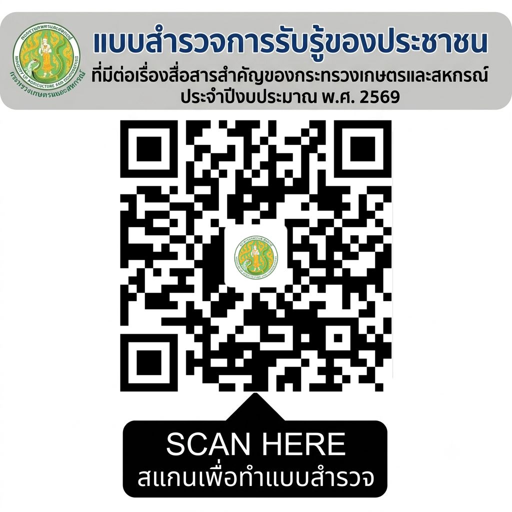 แบบสำรวจการรับรู้ของประชาชนที่มีต่อเรื่องสื่อสารสำคัญของกระทรวงเกษตรและสหกรณ์ ประจำปีงบประมาณ พ.ศ. 2569